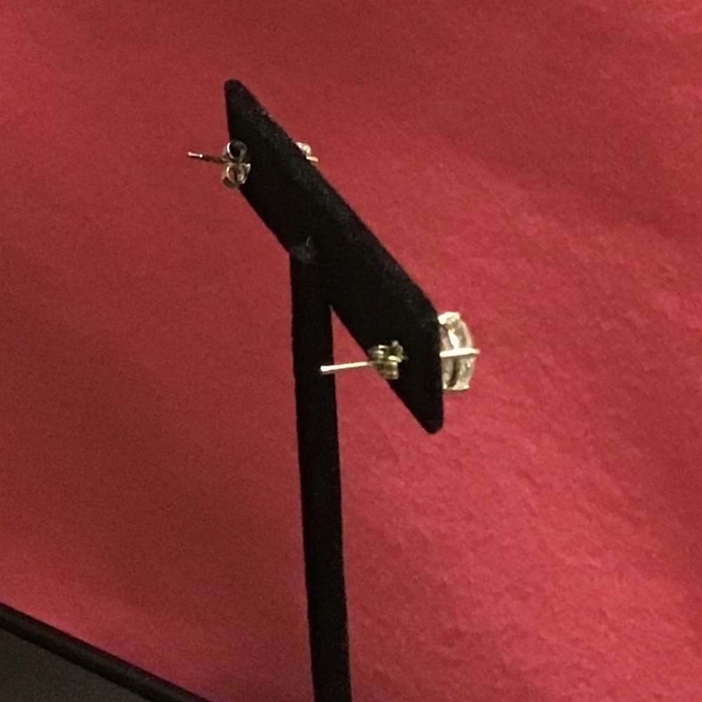 (925) Lab-Created White Sapphire Stud Earrings - Picture 3 of 6